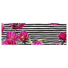 Pink Flowers Black Stripes Banner And Sign 12  X 4  by GardenOfOphir