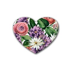 Brilliant Blushing Blossoms Rubber Heart Coaster (4 Pack) by GardenOfOphir