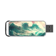 Storm Tsunami Waves Ocean Sea Nautical Nature Painting Portable Usb Flash (two Sides) by Ravend