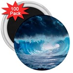 Thunderstorm Storm Tsunami Waves Ocean Sea 3  Magnets (100 pack)