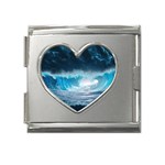 Thunderstorm Storm Tsunami Waves Ocean Sea Mega Link Heart Italian Charm (18mm)