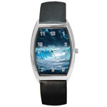 Thunderstorm Storm Tsunami Waves Ocean Sea Barrel Style Metal Watch