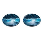 Thunderstorm Storm Tsunami Waves Ocean Sea Cufflinks (Oval)