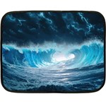 Thunderstorm Storm Tsunami Waves Ocean Sea Fleece Blanket (Mini)