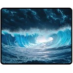 Thunderstorm Storm Tsunami Waves Ocean Sea One Side Fleece Blanket (Medium)