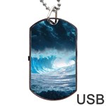 Thunderstorm Storm Tsunami Waves Ocean Sea Dog Tag USB Flash (One Side)