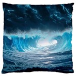 Thunderstorm Storm Tsunami Waves Ocean Sea Large Premium Plush Fleece Cushion Case (One Side)