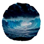 Thunderstorm Storm Tsunami Waves Ocean Sea Large 18  Premium Flano Round Cushions