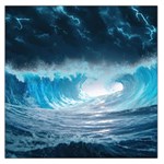 Thunderstorm Storm Tsunami Waves Ocean Sea Square Satin Scarf (36  x 36 )