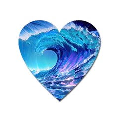 Tsunami Tidal Wave Ocean Waves Sea Nature Water Blue Heart Magnet by Ravend