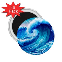 Tsunami Tidal Wave Ocean Waves Sea Nature Water Blue Painting 2 25  Magnets (10 Pack)  by Ravend