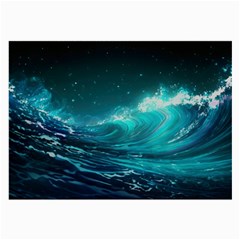 Tsunami Waves Ocean Sea Nautical Nature Water Large Glasses Cloth (2 Sides) by Ravend