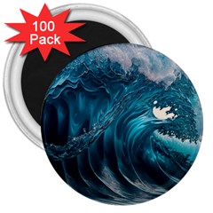 Tsunami Waves Ocean Sea Water Rough Seas 3 3  Magnets (100 Pack)