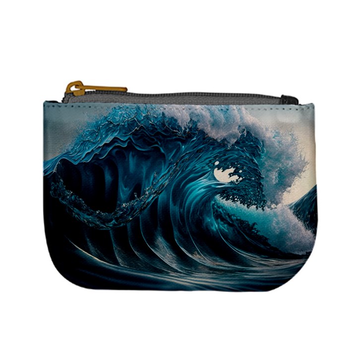 Tsunami Waves Ocean Sea Water Rough Seas 3 Mini Coin Purse