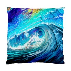 Tsunami Waves Ocean Sea Nautical Nature Water Painting Standard Cushion Case (two Sides) by Ravend