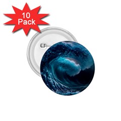 Tsunami Waves Ocean Sea Water Rough Seas 4 1 75  Buttons (10 Pack)
