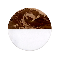 Tsunami Waves Ocean Sea Water Rough Seas 4 Classic Marble Wood Coaster (round)  by Ravend
