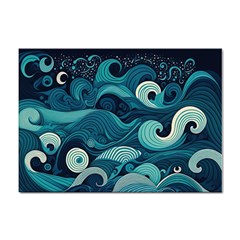 Waves Ocean Sea Abstract Whimsical Abstract Art Sticker A4 (10 Pack) by Ravend