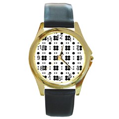 Polka Dot  Svg Round Gold Metal Watch by 8989