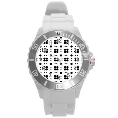 Polka Dot  Svg Round Plastic Sport Watch (l) by 8989