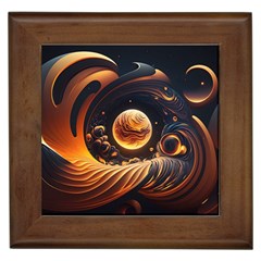 Ai Generated Swirl Space Design Fractal Light Abstract Framed Tile by Ravend