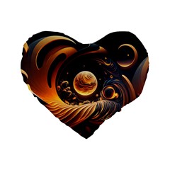 Ai Generated Swirl Space Design Fractal Light Abstract Standard 16  Premium Flano Heart Shape Cushions by Ravend