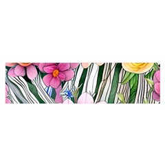 Beautiful Big Blooming Flowers Watercolor Oblong Satin Scarf (16  X 60 ) by GardenOfOphir