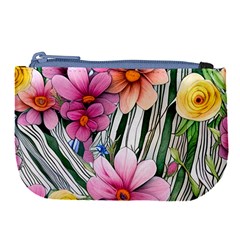 Beautiful Big Blooming Flowers Watercolor Large Coin Purse by GardenOfOphir