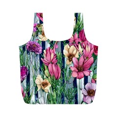 Big And Bright Watercolor Flowers Full Print Recycle Bag (m) by GardenOfOphir