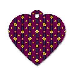 Purple Background Graphic Decor Backdrop Design Art Dog Tag Heart (one Side)