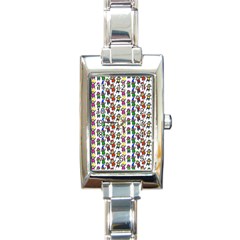 Stickman Kids Doodle Paper Children Group Rectangle Italian Charm Watch