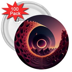 Ai Generated Swirl Space Design Fractal Light 3d Art 3  Buttons (100 Pack)  by Ravend