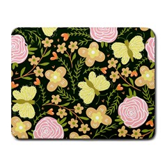 Flowers Rose Blossom Pattern Creative Motif Small Mousepad by Ravend