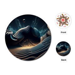 Ai Generated Swirl Space Design Fractal Light Playing Cards Single Design (round) by Ravend