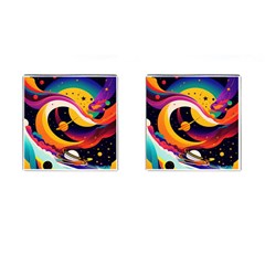 Ai Generated Moon Art Design Graphic Shape Cufflinks (square) by Ravend