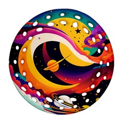 Ai Generated Moon Art Design Graphic Shape Round Filigree Ornament (two Sides)