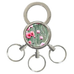 Pure And Radiant Watercolor Flowers 3-ring Key Chain by GardenOfOphir