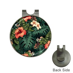 Flowers Monstera Foliage Tropical Jungle Drawing Hat Clips With Golf Markers