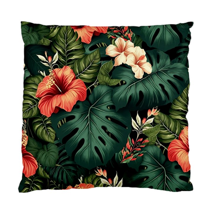 Flowers Monstera Foliage Tropical Jungle Drawing Standard Cushion Case (Two Sides)