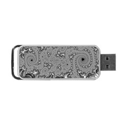 Fractal Background Pattern Texture Abstract Design Silver Portable Usb Flash (one Side)