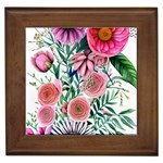 Captivating And Celestial Watercolor Flowers Framed Tile