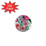 Captivating And Celestial Watercolor Flowers 1  Mini Magnets (100 pack) 