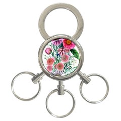 Captivating And Celestial Watercolor Flowers 3-ring Key Chain by GardenOfOphir