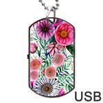 Captivating And Celestial Watercolor Flowers Dog Tag USB Flash (One Side)