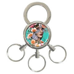 Whimsy Lady Combined Watercolor Flowers 3-ring Key Chain by GardenOfOphir