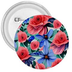 Classy Watercolor Flowers 3  Buttons