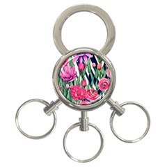 Classy Botanicals – Watercolor Flowers Botanical 3-ring Key Chain by GardenOfOphir