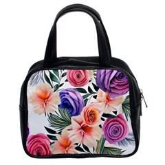 Country-chic Watercolor Flowers Classic Handbag (two Sides) by GardenOfOphir