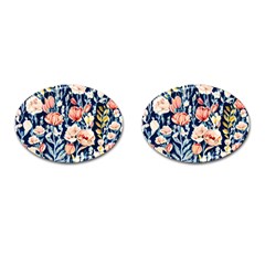 Exquisite Watercolor Flowers And Foliage Cufflinks (oval) by GardenOfOphir