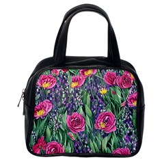 Dazzling Watercolor Flowers And Foliage Classic Handbag (one Side) by GardenOfOphir